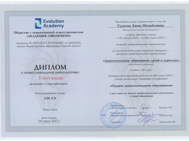 Сертификат мастера ANET LASER
